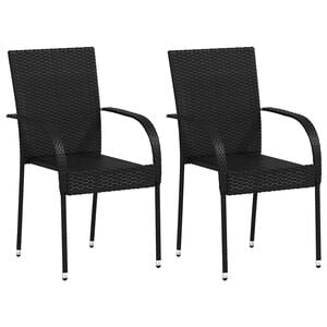 vidaXL stabelbare havestole 2 stk. polyrattan sort