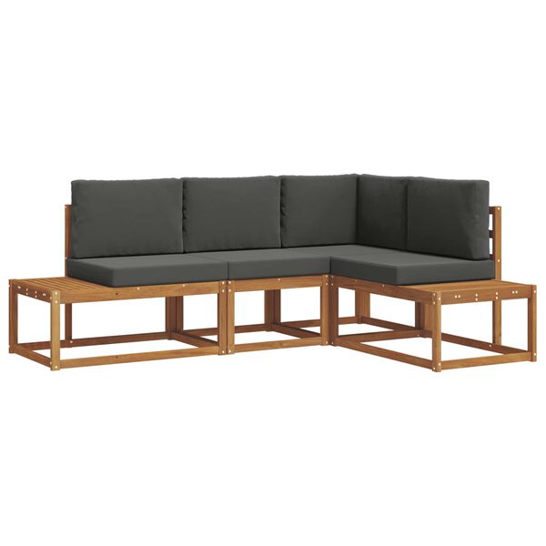 vidaXL Udend&oslash;rs sofagruppe med pude 4 Stk Naturlig og Antracit