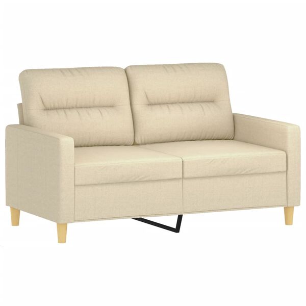 vidaXL 2-personers sofa med pyntepuder 120 cm stof cremefarvet