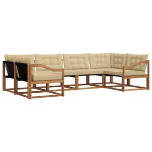 vidaXL Udend&oslash;rs sofagruppe med pude 6 pcs Naturlig og Beige