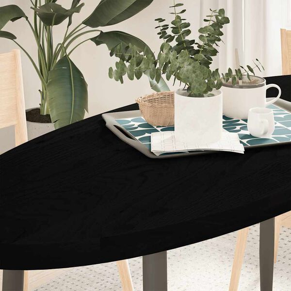 vidaXL bordplade 140x60x4 cm massivt egetr&aelig; oval m&oslash;rkebrun