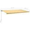 vidaXL markise m. LED + vindsensor 600x300 cm automatisk gul/hvid