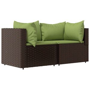 vidaXL hj&oslash;rnemoduler til havesofa 2 stk. med hynder polyrattan brun