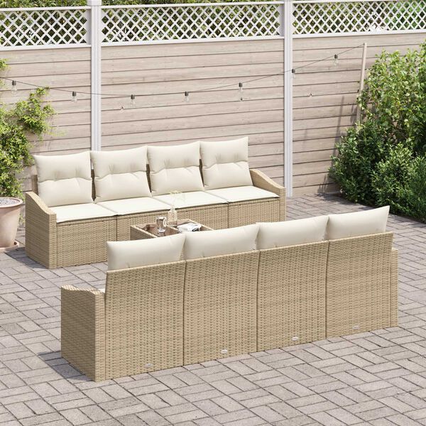 vidaXL Sofa Sæt med pude med pude 9 pcs Beige og creme polyrattan