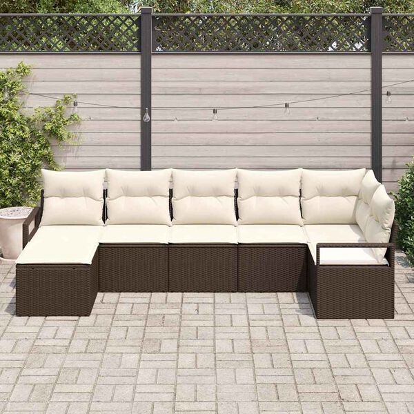 vidaXL Sofa S&aelig;t 7 pcs Brun polyrattan