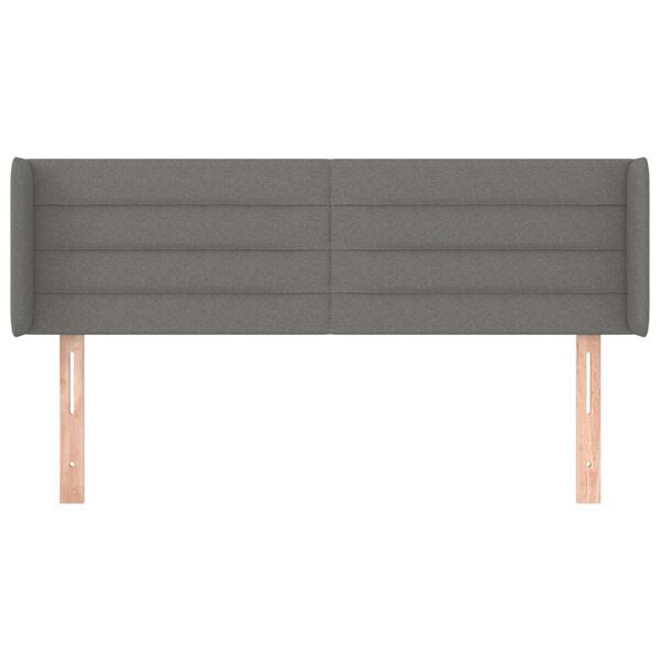 vidaXL sengegavl med kanter 147x16x78/88 cm stof m&oslash;rkegr&aring;