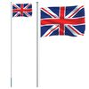 vidaXL Storbritannien flag og flagstang 6,08 m aluminium