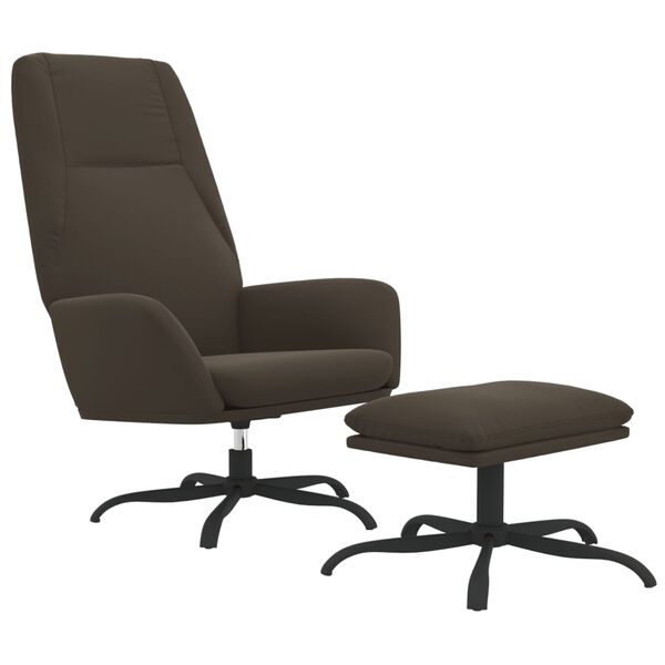 vidaXL l&aelig;nestol med skammel mikrofiber stof m&oslash;rkegr&aring;