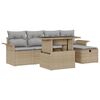 vidaXL Havesofa Sæt med pude med opbevaring 6 pcs Beige Poly rattan