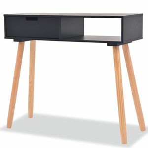 vidaXL konsolbord massivt fyrretr&aelig; 80 x 30 x 72 cm sort