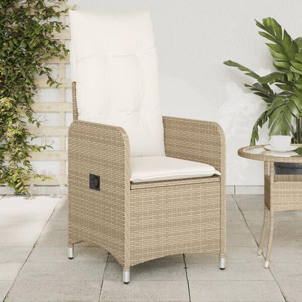 vidaXL havestole 2 stk. med l&aelig;nefunktion og hynder polyrattan beige