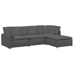 vidaXL modulsofa med fodskammel og hynder f&oslash;jlsstof m&oslash;rkegr&aring;