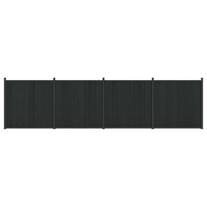 vidaXL Hegnspanel 4 stk. 705 x 186,5 cm WPC og Aluminium Sort