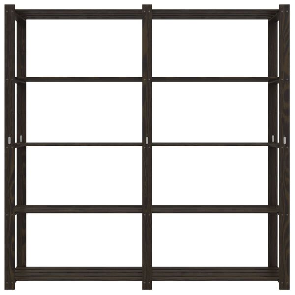 vidaXL opbevaringsreol 5 hylder 170x38x170 cm massivt fyrretræ sort