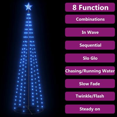 nyhed fred fordrejer vidaXL kegleformet juletræ 70x240 cm 136 LED'er blåt lys | vidaXL.dk
