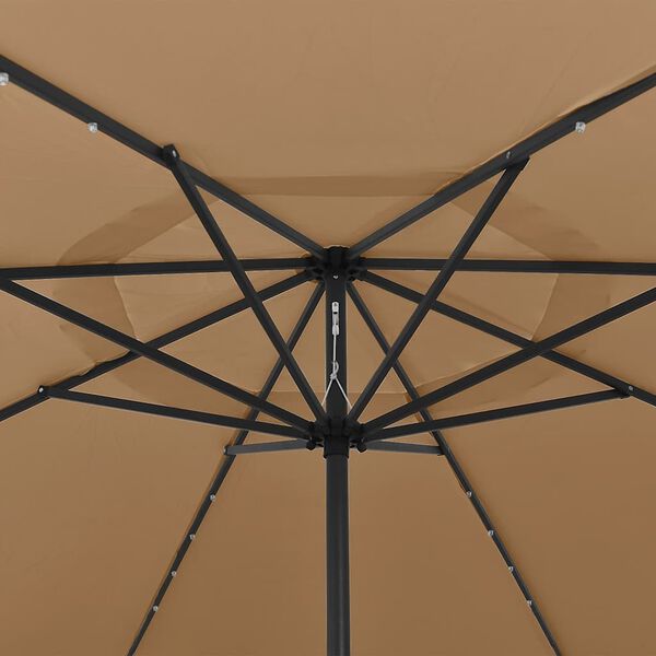 vidaXL haveparasol med LED-lys 400 cm gr&aring;brun