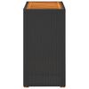 vidaXL havebord med trætop 60x40x75 cm polyrattan sort