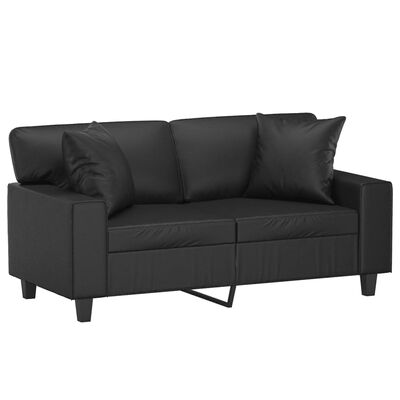 vidaXL 2-personers sofa med pyntepuder 120 cm kunstlæder sort