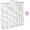 vidaXL buede gabionkurve 3 stk. 200x50x200/220 cm galvaniseret jern