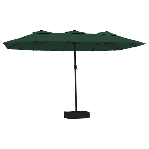 vidaXL parasol m. dobbelt parasoldug 449x265 cm grøn