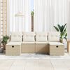 vidaXL Havesofa S&aelig;t med pude med opbevaring 6 pcs Beige Poly rattan