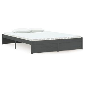 vidaXL sengeramme 135x190 cm Double massivt fyrretr&aelig; gr&aring;