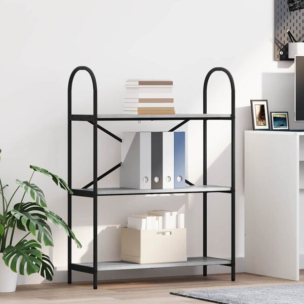 vidaXL Bogreol Gr&aring; Sonoma 80 x 30 x 109 cm Konstrueret tr&aelig;