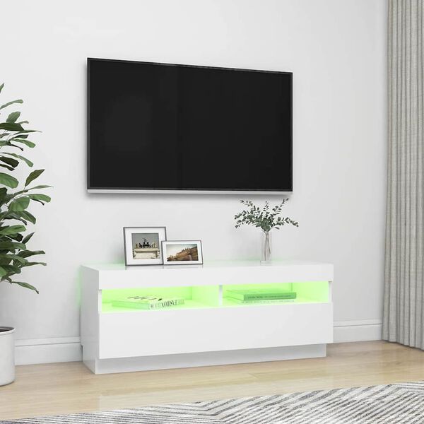 vidaXL tv-skab med LED-lys 100x35x40 cm hvid