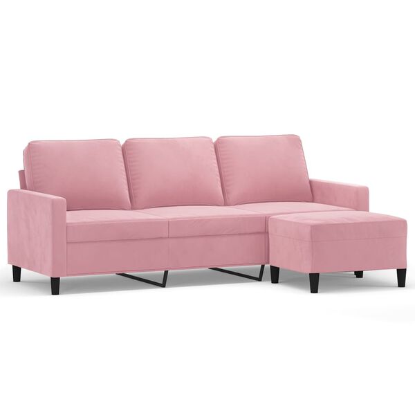vidaXL 3-personers sofa med fodskammel 180 cm velour lyser&oslash;d