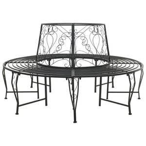 vidaXL Tr&aelig; B&aelig;nk 8-Antal s&aelig;der &Oslash; 160 x 89 cm St&aring;l Sort Rund