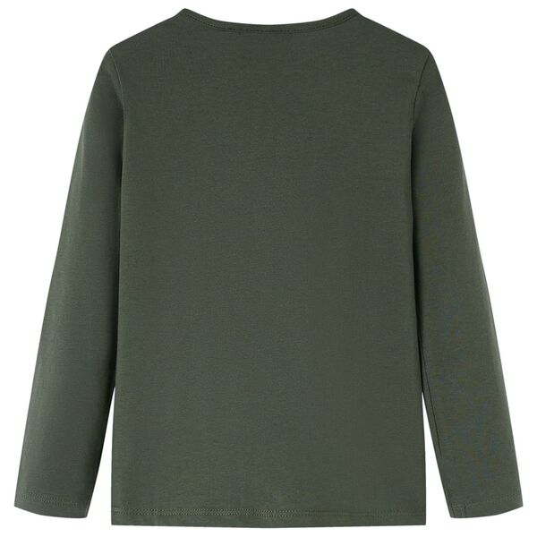 Langærmet T-shirt til børn str. 92 kakifarvet