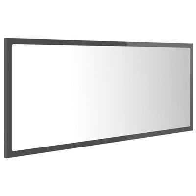 vidaXL badeværelsesspejl med LED-lys 100x8,5x37 cm akryl grå højglans