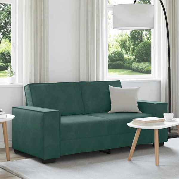 vidaXL 2-personers sofa 180x78x84 cm fl&oslash;jl m&oslash;rkegr&oslash;n