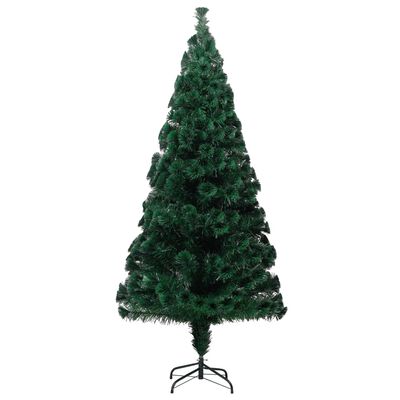 vidaXL kunstigt juletræ med juletræsfod 240 cm fiberoptik grøn