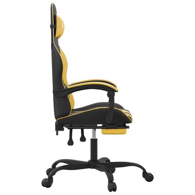 vidaXL drejelig gamingstol med fodstøtte kunstlæder sort og guldfarvet
