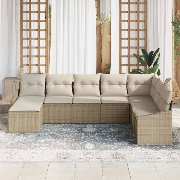 vidaXL Havesofa S&aelig;t med pude 8 pcs Beige og creme polyrattan