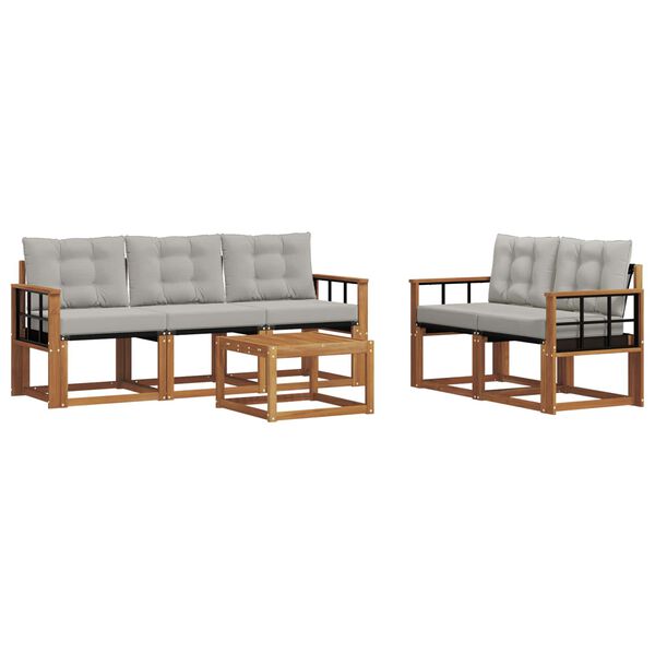 vidaXL Udend&oslash;rs sofagruppe med pude 6 pcs Naturlig og Lys Gr&aring;