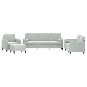 vidaXL sofas&aelig;t 4 dele med puder velour lysegr&aring;