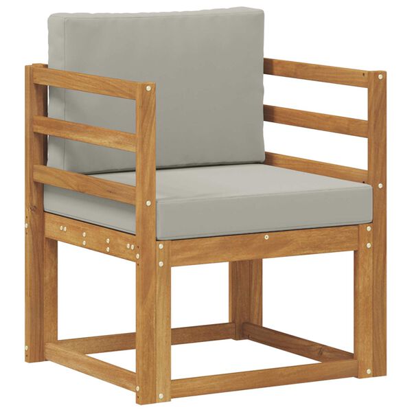 vidaXL Udend&oslash;rs sofa Soli Akacietr&aelig; og polyester Naturlig og lys gr&aring;