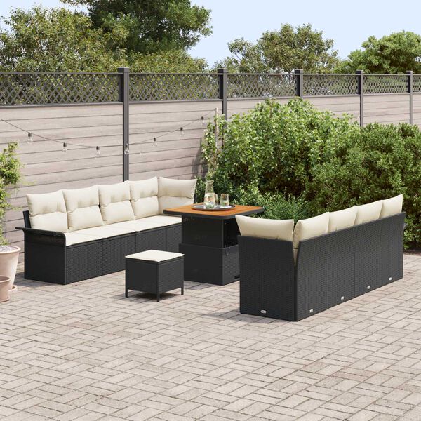 vidaXL Havesofa S&aelig;t 11 pcs Sort polyrattan