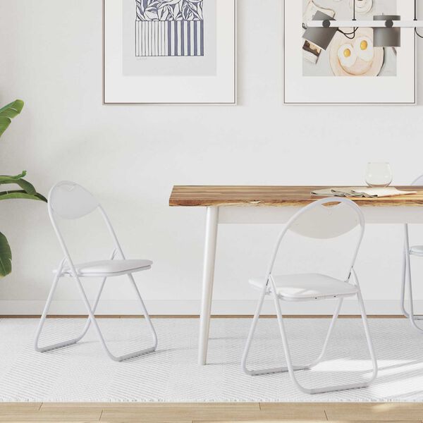 vidaXL Sammenklappelig stol 2 pcs Hvid 48 x 43,5 x 81 cm Faux l&aelig;der