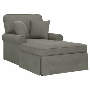 vidaXL Chaise lounge med volant 3 stk. Lysegr&aring; Velourstof