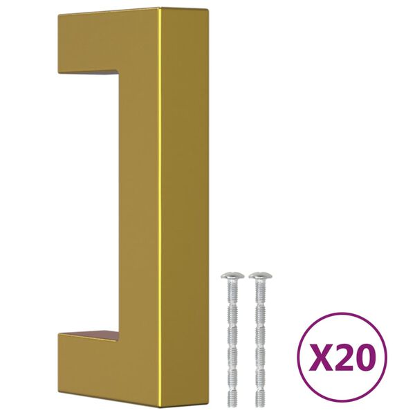 vidaXL skabsh&aring;ndtag 20 stk. 64 mm rustfrit st&aring;l guldfarvet