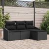 vidaXL Sofa S&aelig;t med pude med opbevaring 4 pcs Sort polyrattan