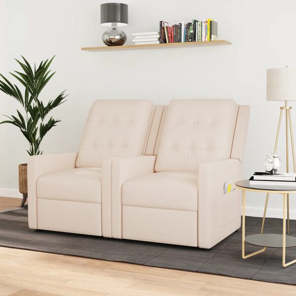 vidaXL 2-personers massagestol stof cremefarvet