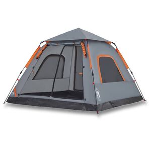 vidaXL 5-personers campingtelt kuppel quick-release gr&aring; og orange