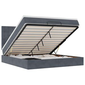 vidaXL osmannisk sengeramme med madrasser 160x200 cm fl&oslash;jl m&oslash;rkegr&aring;