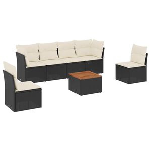 vidaXL sofas&aelig;t til haven 7 dele med hynder polyrattan sort