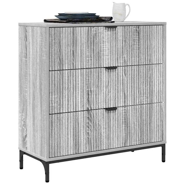 vidaXL Sideboard Gr&aring; Sonoma 79,5 x 33 x 82 cm Konstrueret tr&aelig;
