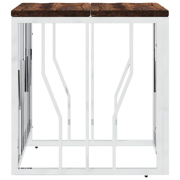 vidaXL sofabord rustfrit stål og massivt genbrugstræ sølvfarvet